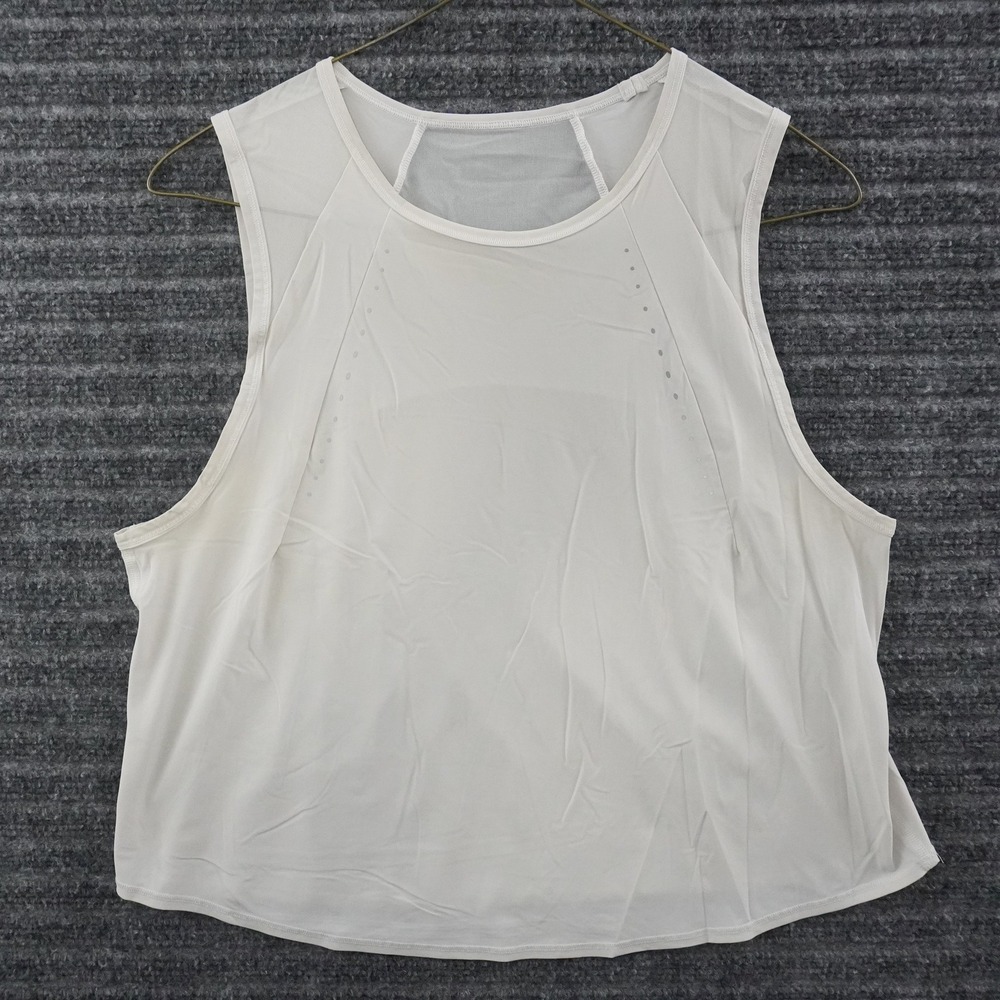 Lululemon Tank Top Womens 6 White Mesh Back Pleated Athletic Training Tank